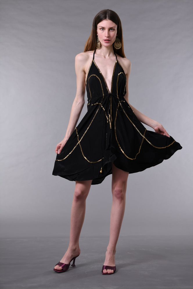 PDS671 MALAKOFF SHORT HALTER DRESS  Manish Vaid Designs